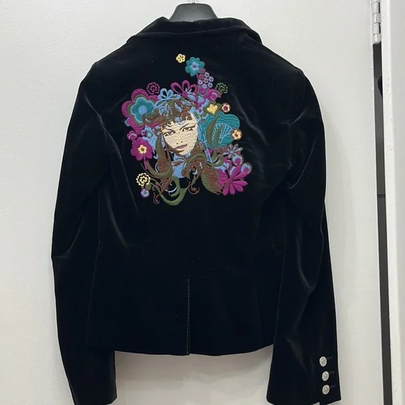 EUC True Religion Embroidered Back Velour Blazer - Picture 1 of 7